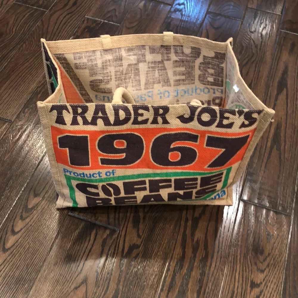 Trader Joe’s coffee beans burlap tote bag